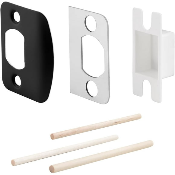 shiyou-Standard Door Strike Plate with Shim, Door Lock Latch Restorer Spacer, Universal Residential Security Striker, Fix Door Won’t Latch Close (Black)