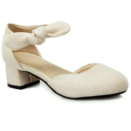 

Womens Bowknot Closed Toe Office Pumps Shoes Chunky Block Heel Mary Jane Elastic Strap Comfortable Platform Sandals