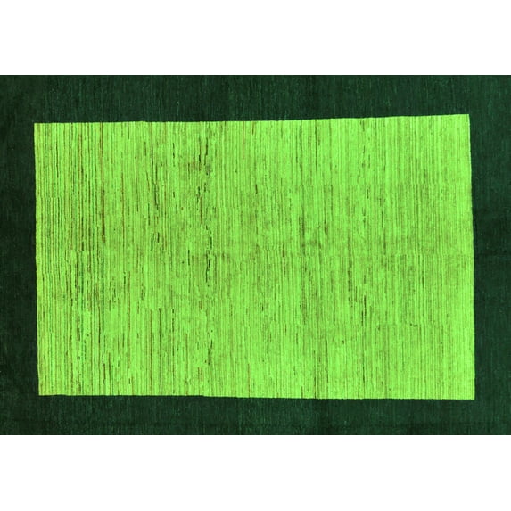 Ahgly Company Indoor Rectangle Oriental Green Modern Area Rugs, 2' x 5'
