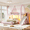Pink, variant on Harper & Bright Designs Twin over Full Bunk Bed with Storage Cabinet and Hanging Rod, Metal Bunk Bed Frame with Slide & Ladder, House Bunk Bed with Curtain, Guardrails and LED Light Strip, White