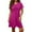 Hot Pink, variant on Woman Dress Fashion Solid Color V-Neck Mid-Length Dress Leisure Slim Fit Short Sleeve Dresses
