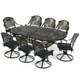 thumbnail image 5 of MEETWARM 9-Piece Outdoor Patio Dining Set, All-Weather Cast Aluminum Patio Conversation Set with 8 Cushioned Swivel Rocker Chairs for Backyard Garden Deck, 1 Oval Table, 2.2" Umbrella Hole, Navy Blue, 5 of 6