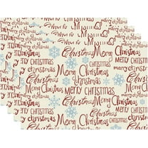 White Letter Snowflakes Merry Christmas Winter Xmas Cloth Placemats Set of 4 Table Mats Table Decorations 12x18 Inch