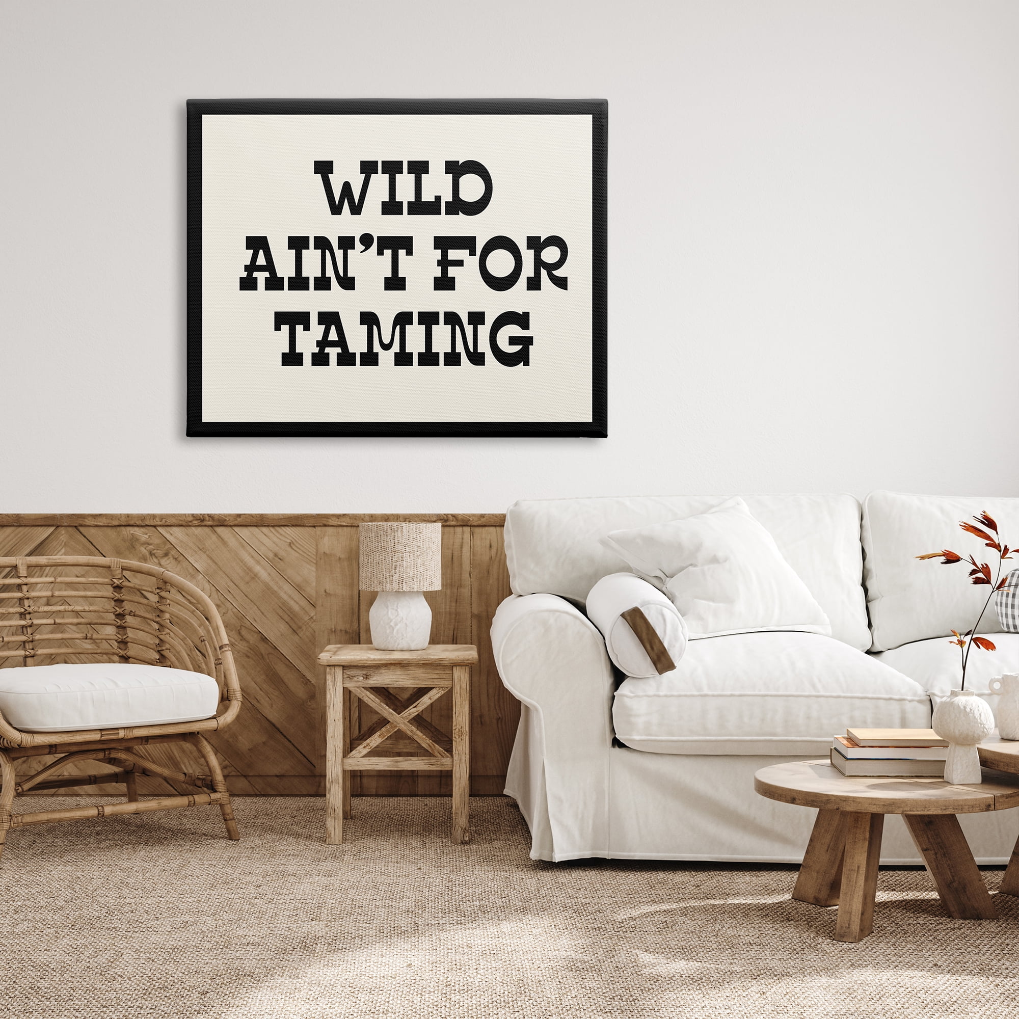Stupell Industries Wild Ain't For Taming Phrase Inspirational Painting Gallery Wrapped Canvas Print Wall Art, 48 x 36