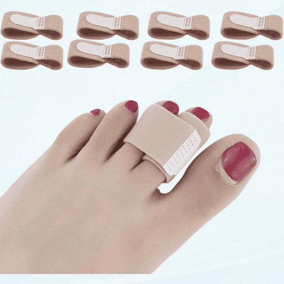 Broken Toe Wraps, 8 Pcs/Pack, Fabric Toe Splint Toe Cushioned Bandages Finger Protectors Straightener Hammer Toe Separators