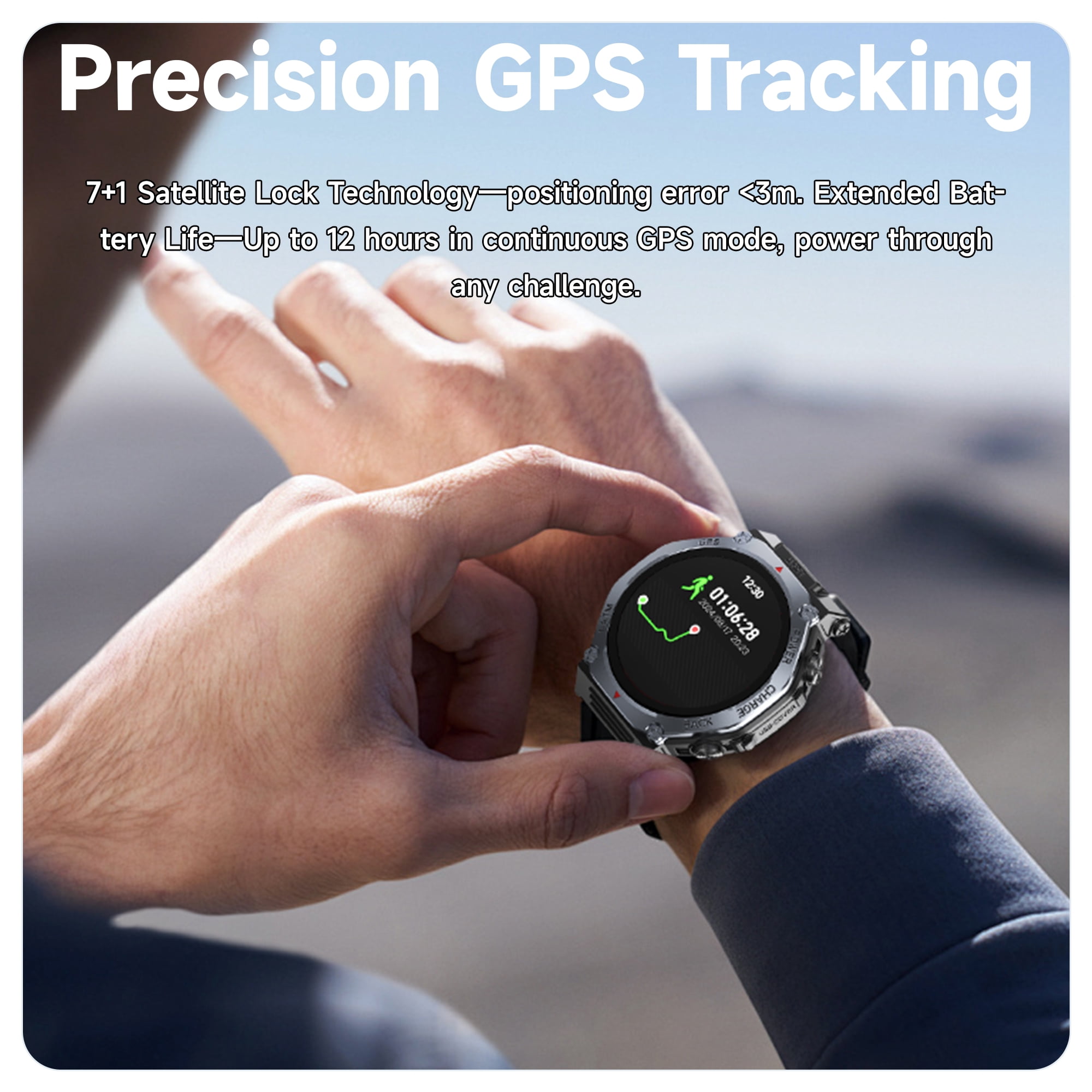 SIMSONLAB 1.39"HD Screen Smart Watch Men Womens,with Bluetooth Call Answer GPS Outdoor Sport LED Flashlight 20 Days Standby,1 ATM Waterproof for Android/Iphone Devices Gift(Two watch straps)