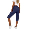 thumbnail image 4 of SBYOJLPB Fashion Capris Pants for Women Casual High Waist Loose Pocket Straight Solid Capris Cropped Trousers, 4 of 7