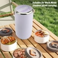 thumbnail image 3 of 2.6L Multi Layer Vacuum Insulated Food Jar, Stainless Steel Material Leakproof Design 3 Tier Stackable Insulated Lunch Box with Handle for CampingWhite, 3 of 7