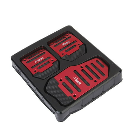 3Pcs Non Slip Car Manual Transmission Red Pedal Cover Brake Clutch