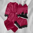 thumbnail image 4 of GERsome 5 Piece Womens Satin Pajama Set, Lace Cami Shorts Sleepwear with Robe Soft Nightwear S-3XL, 4 of 7