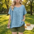 thumbnail image 5 of Zpanxa Chemises Fille Ado Couleur Unie Coton Lin Col Rond Manches Courtes Haut Coton Lin 13-14 Ans, 5 of 5