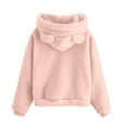 thumbnail image 3 of KDDYLITQ Womens Hoodies Cute Hooded Cozy Outerwear Cat Ear Long Sleeve Soft Tops Teddy Bear Ears Solid Loose Fit Pullover Y2k Fluffy Casual Dressy Sweat Shirts Pink 2XL, 3 of 4
