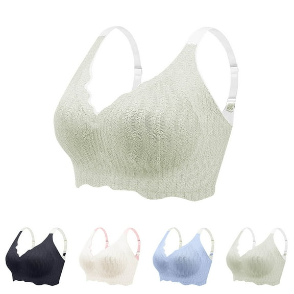 Agkizg for Womens Plus Size Bra,Woman's Lace V-neck Back Buckle Thin Style Ventilate Bra Without Steel Rim,Sizes M-3XL