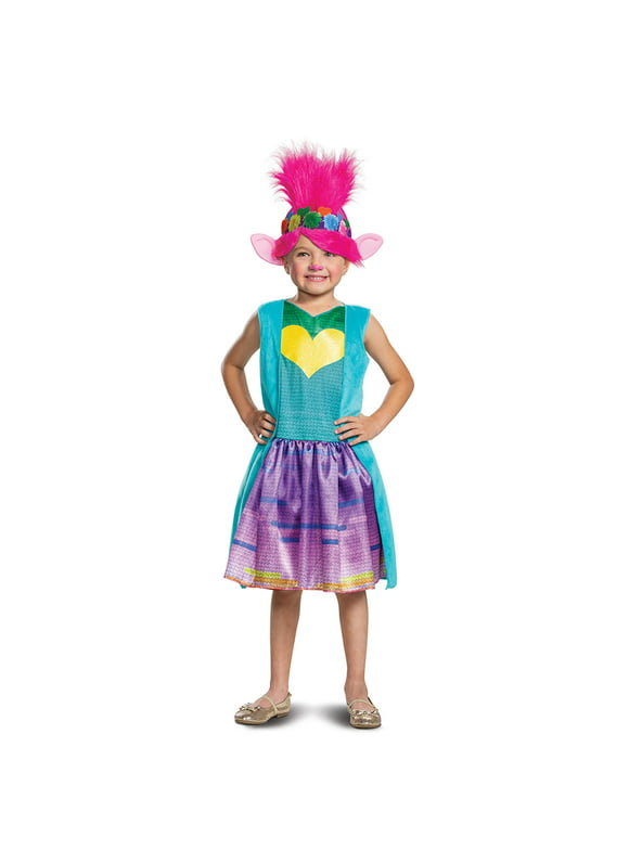 Disguise Trolls World Tour Poppy Rainbow Deluxe W/Headpiece Toddler Halloween Costume
