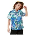 thumbnail image 3 of Xiuong Boys Button up Shirt Little & Big Boys Hawaiian Shirt Kids Tropical Print Button Down Shirts (Light Blue,5-6 Years), 3 of 5