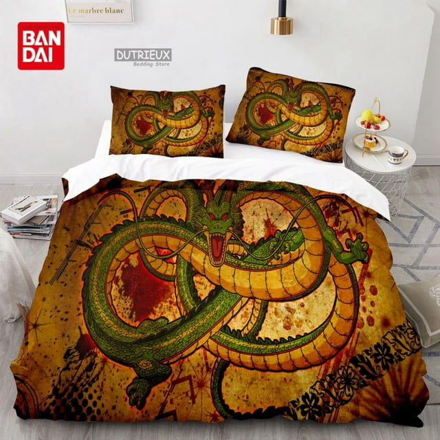 Juego de ropa de cama de Anime japonés para niños y adolescentes, edredón de Dragon Ball, Goku, funda de almohada, regalo de Navidad gym unisex