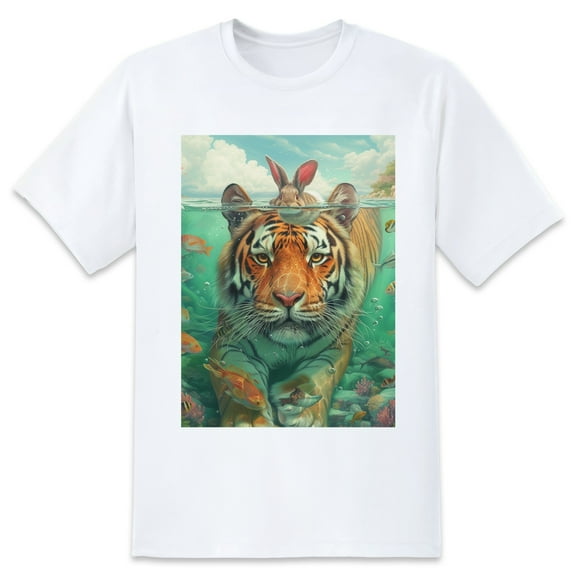 Basic Oversize Tees For WomenTiger Loose Boyfriend Shirts Casual Blouse round neck