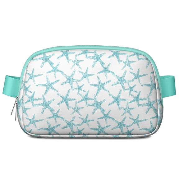 Beach Seashells Fanny Pack – Tropical Nautical Waist Bag with Coral and Starfish Pattern – Waterproof Belt Bag for Travel, Running, and Coastal Holidays