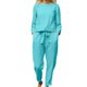 thumbnail image 2 of ICHUANYI Clearance Fashion Woman Long Sleeve Blouse +Loose Pants Sets(Green, L) ICHUANYI WER2023081205229, 2 of 6