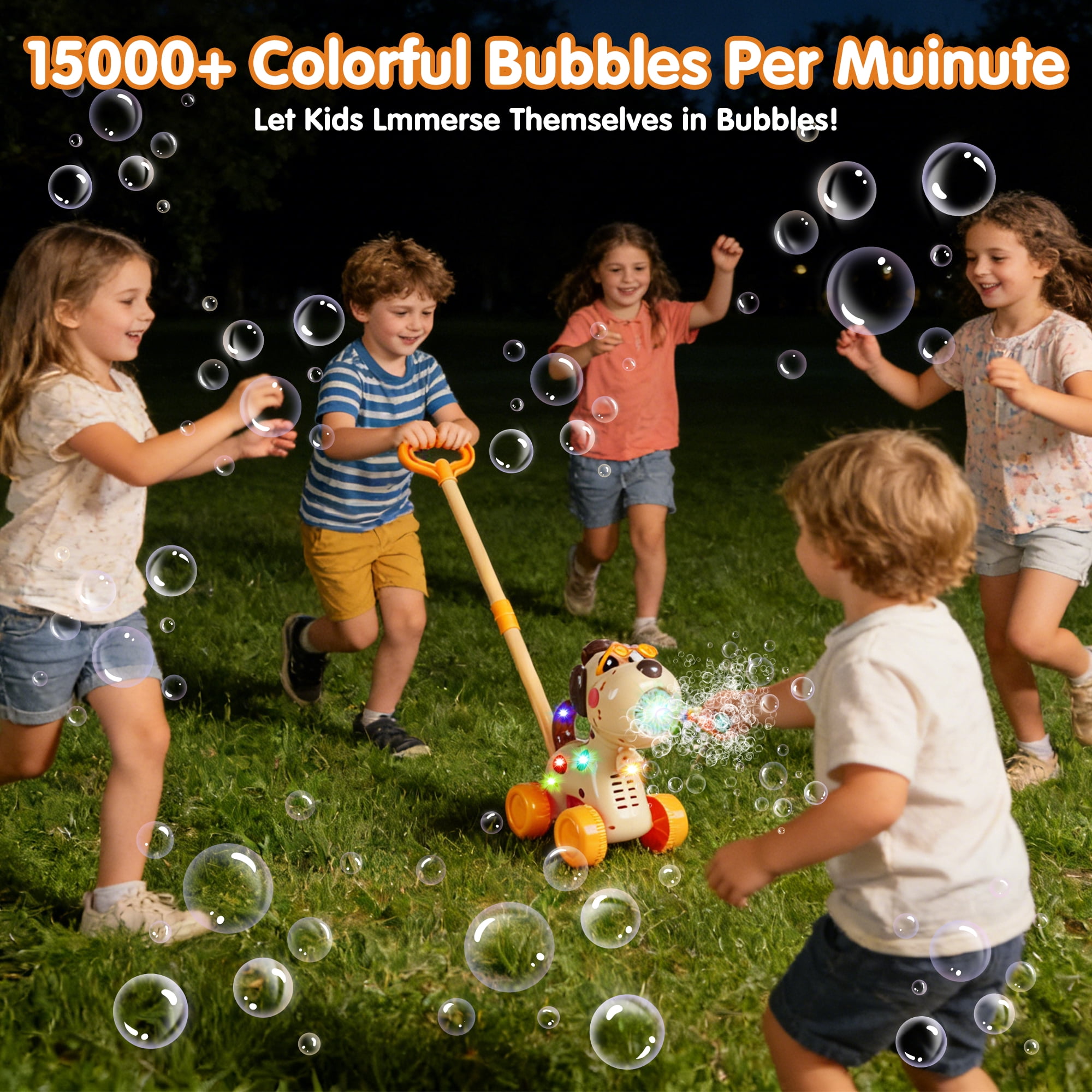 Jaawind Automatic Bubble Machine for Toddlers, Portable Dog Bubble Maker Blower Cart Toys for 3-6 Years Old Boys Girls, Bubble Lawn Mower, Kids Outdoor Toys, Birthday Gift