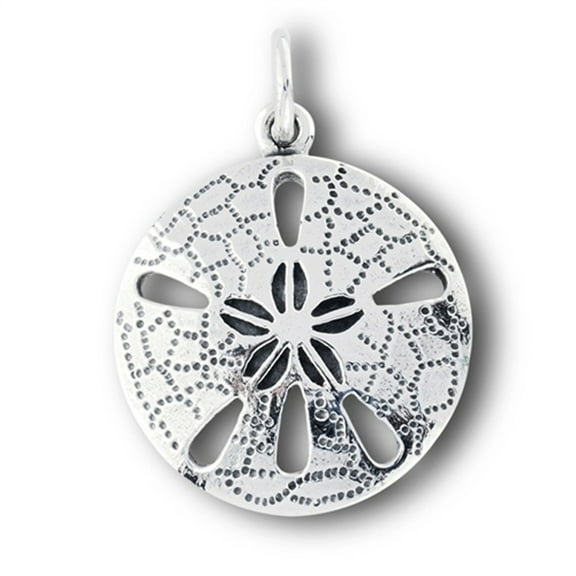 Sterling Silver 16" .8mm Box Chain Detailed Sand Dollar Pendant Necklace