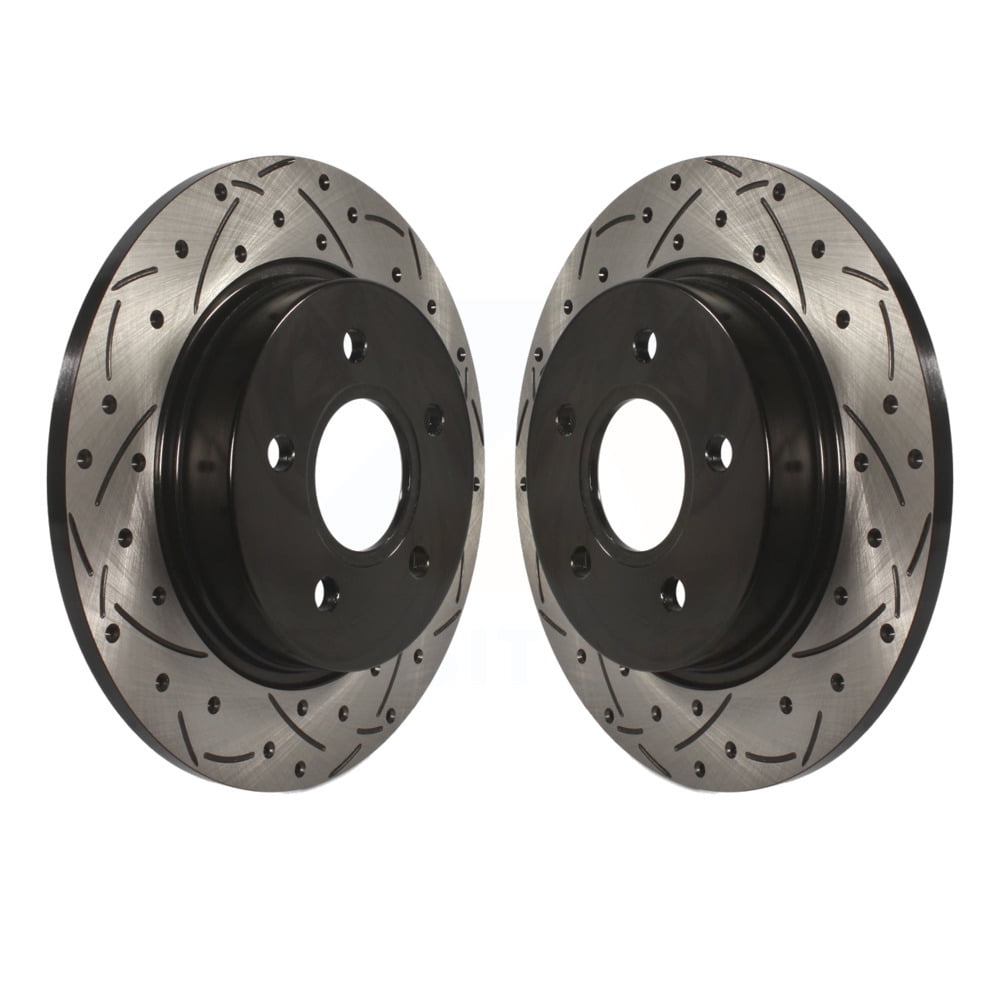 Rear Coated Drilled Slotted Disc Brake Rotors Pair For Ford Focus
