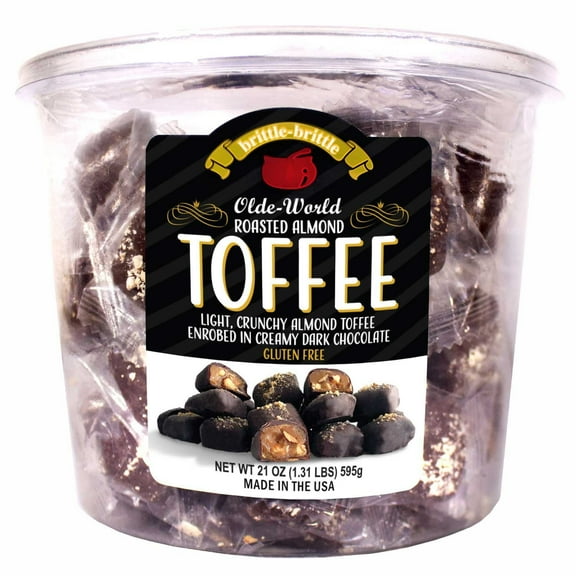brittle-brittle Roasted Almond Toffee Enrobed in Dark Chocolate, 21 oz.