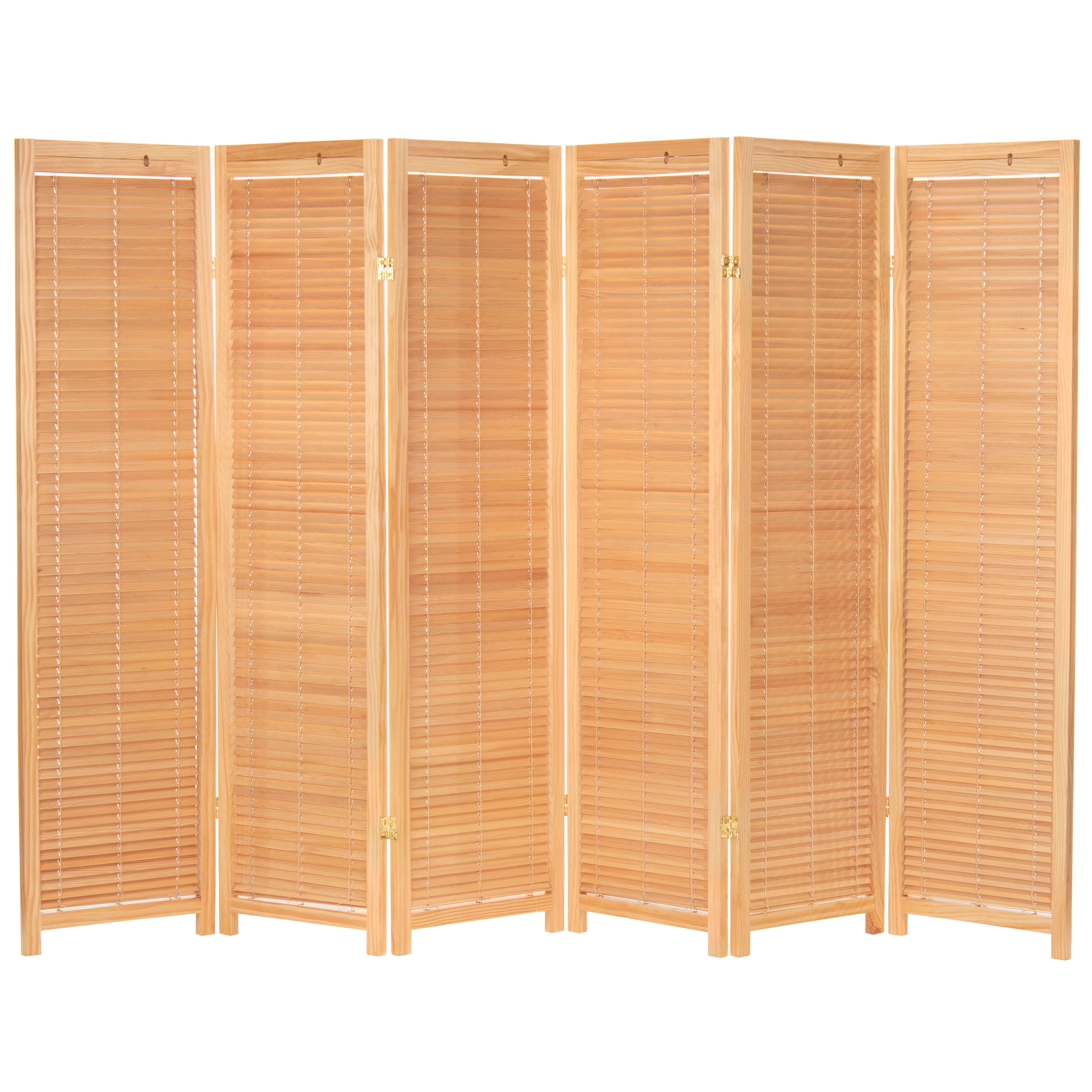 6 Panel Room Divider Classic Venetian Wooden Slat Furniture 67” Tall Home Decor 