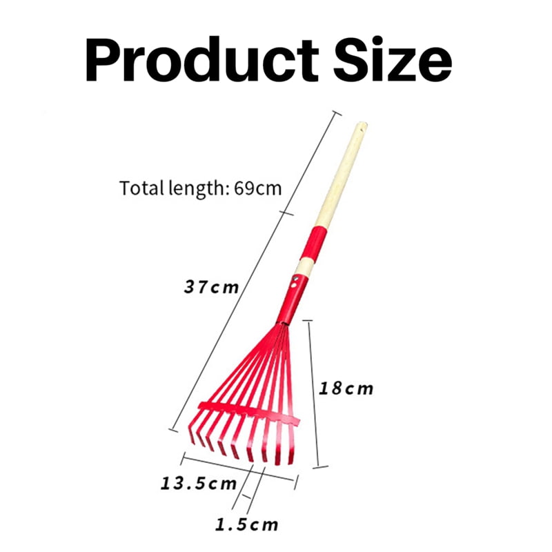 4Pcs Metal Kids Rakes with Hardwood Handle 27 Inch Small Rake for Gardening Mini Rake for Kids Garden Lawn Yard Tools