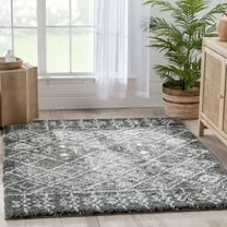 Well Woven Brega 3'11" x 5'3" Grey Geometric Diamond Thick Shag Area Rug