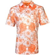 Aloha Cool-Stretch Men's Hawaiian Golf Shirt (Orange/White)