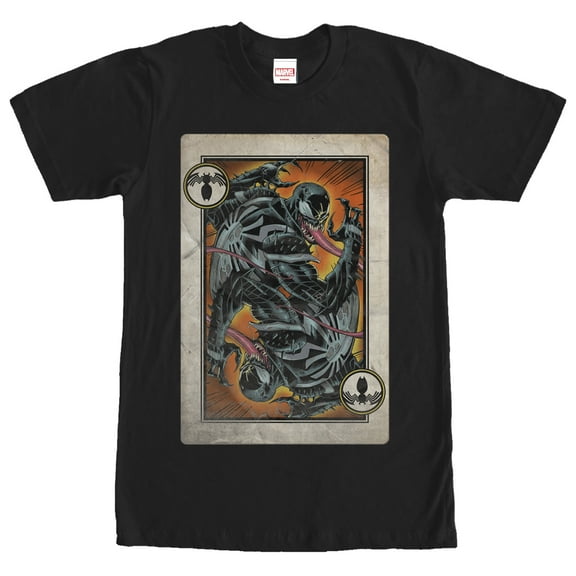 Men's Marvel Venom Playing Card  Graphic Tee Black Large