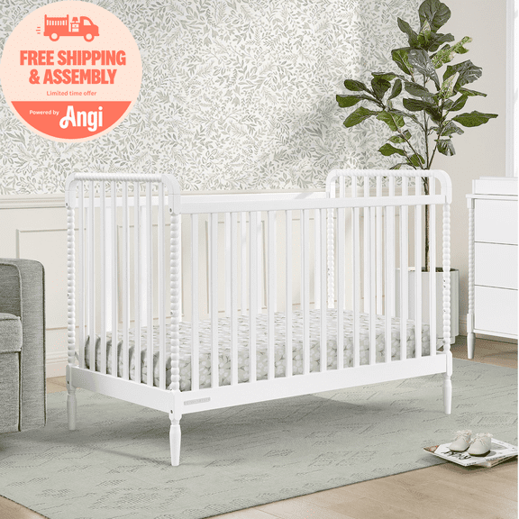 Delta Children Lily 4-in-1 Convertible Crib - Greenguard Gold Certified, Bianca White