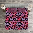 thumbnail image 3 of Ambesonne Love Quilted Bedspread Set 3 Pcs, Pinkish Hearts Valentines, Queen Size, Multicolor, 3 of 3