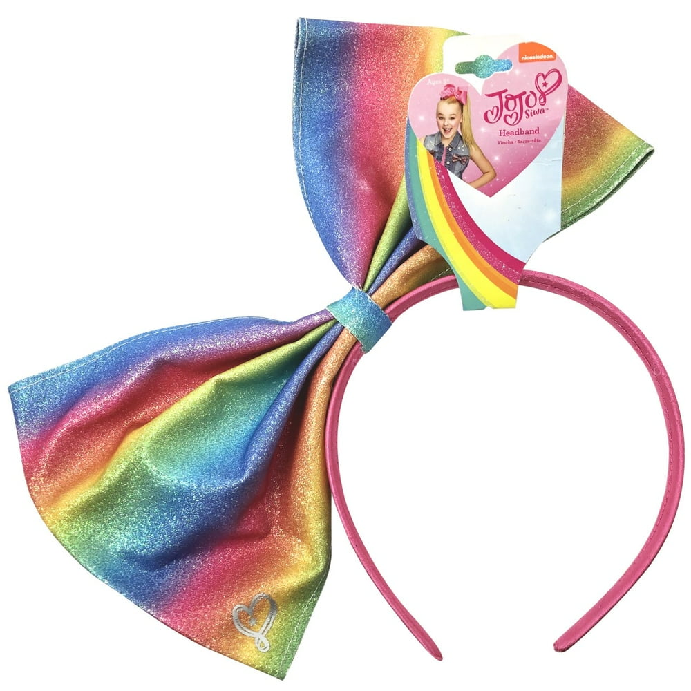 JoJo Siwa JoJo Siwa Hair Bow on Headband, Rainbow Glitter Stripes