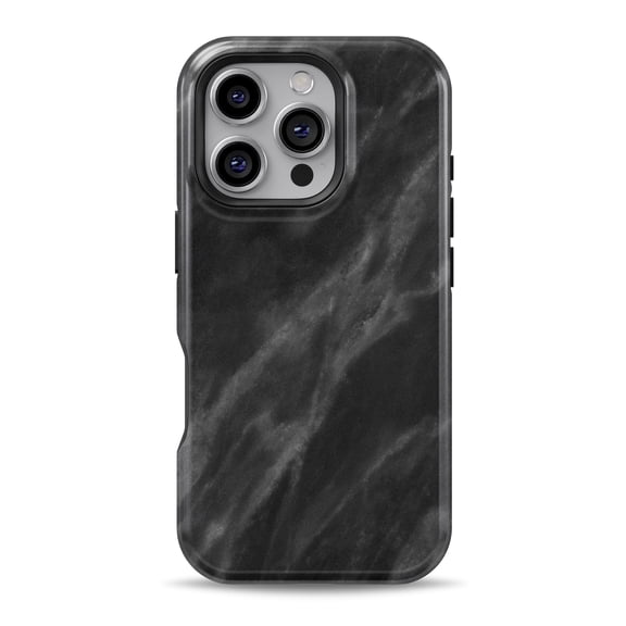 DesignSkinz Scratch-Resistant Hard Slim Case Compatible with iPhone 16 (Compatible with MagSafe) - Black Marble Surface