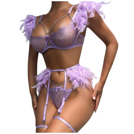 

Umitay lingerie Women s Sexy Underwear Feather Lace Splicing Chain Slimming One-Piece Underwear