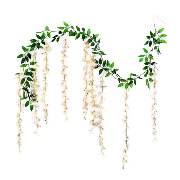 Flores de glicina simuladas, planta llorona artificial con flores, enredadera de glicina con flores artificiales para guirnalda, decoración de pared para arco de boda