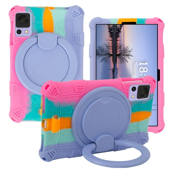GJX Shockproof Silicone Case with Stand for 8" Tablet 2024, Durable, Drop-Proof (Colorful pink, for 8" Tablet 2024)