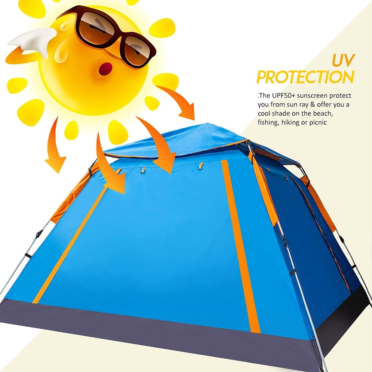 Glarewheel TNSQ-XXLBL 5-Person Pop Up Tent, Blue