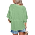 thumbnail image 2 of Summer Oversize Women Solid Color Half Sleeve Loose Shirt Tee Casual Tops, 2 of 4