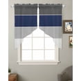 thumbnail image 2 of Navy Blue Grey Striped Swag Valances for Windows, Farmhouse Modern Rod Pocket Sheer Valances for Small Windows, Swag Toppers Light Filtering for Kitchen Living Room 2 Panels 36''x36'', 2 of 6