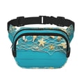 thumbnail image 1 of Balery Seashells And Fishing Net On Blue Wooden Table Mochila Cinturón para Mujeres y Hombres, Bolsa de Cintura Impermeable de Doble Capa con Correa, 1 of 9
