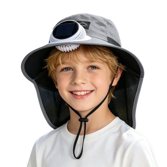 Womens Sun Hat Solar Powered Kids Sun Hat with Neck Shield and Wide Brim Outdoor Sun Beach Hat