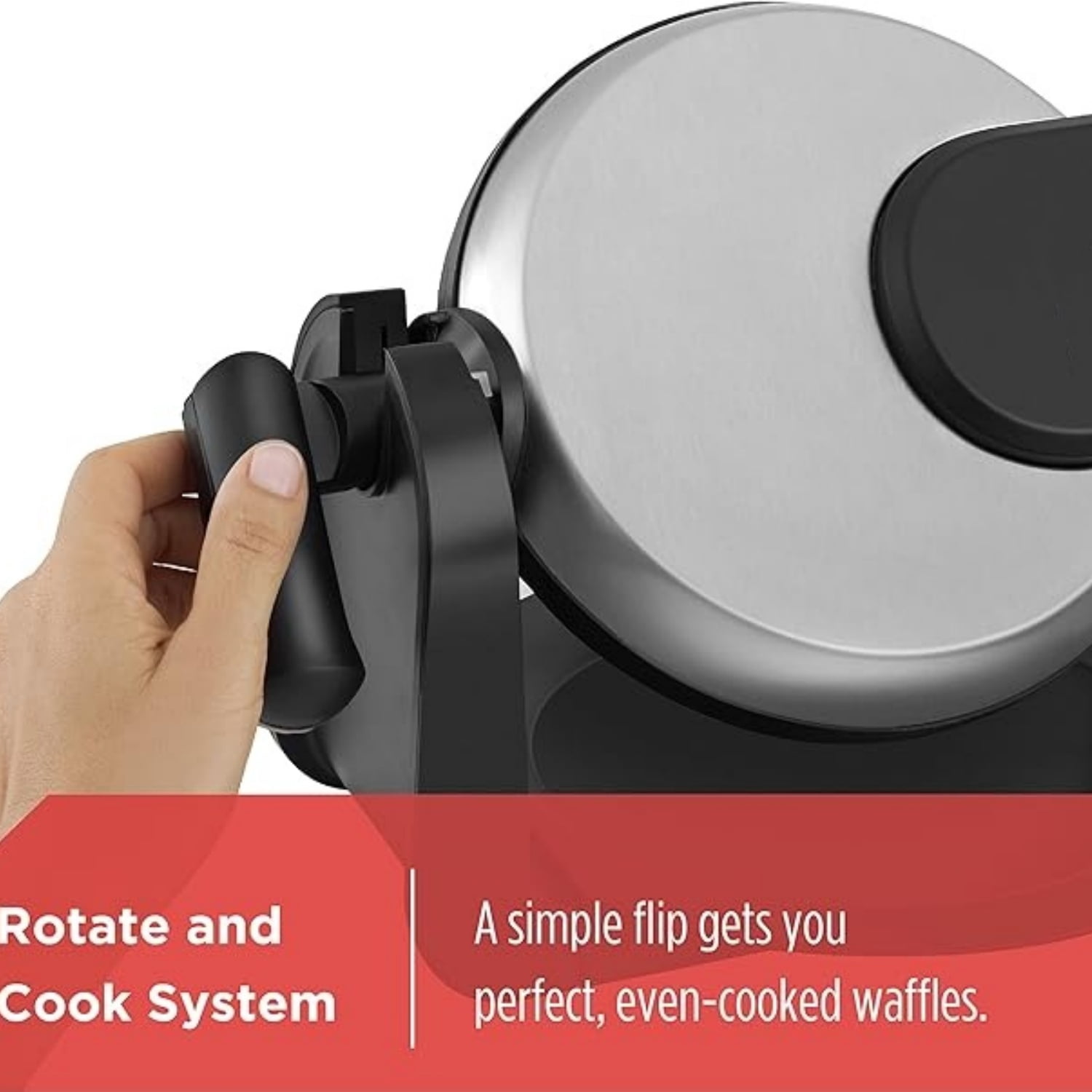 Flip Waffle Maker, Silver, 4 Belgian Waffles