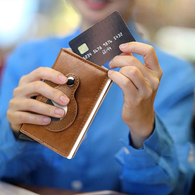 Credit Card Wallet for Men and Women with RFID Protection, 14-Slot Capacity, 9.5 cm x 6.5 cm, Quick-Access Button, Built-in Tracker Compatibility