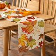 thumbnail image 4 of Fall Maple Leaves Table Runner, Thanksgiving Watercolor Plant Yellow Leaf Home Kitchen Decor, Autumn Harvest Seasonal Colorful Botanical Farmhouse Burlap Dining Decoration Party Supply 13x108, 4 of 6