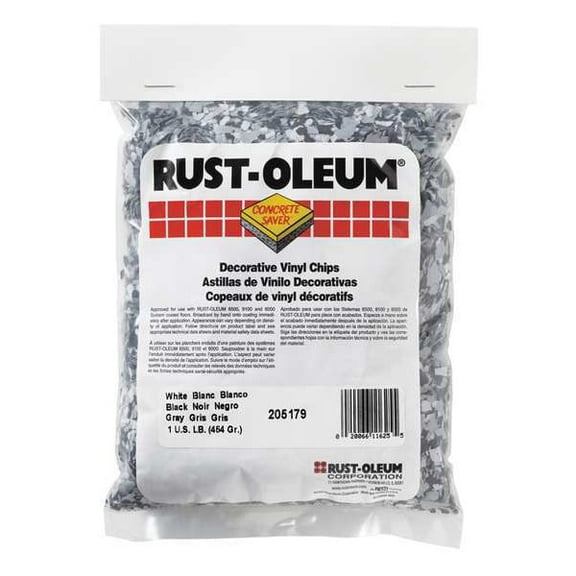 Rust-Oleum Floor Chip, Black/White/Gray, Vinyl, 1lb. 205179