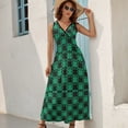 thumbnail image 5 of Shamrock Or Green Clover Leaves Pattern Dress Summer Street Style Bohemia Long Dresses Female Sleeveless Printed Maxi Dress, 5 of 9