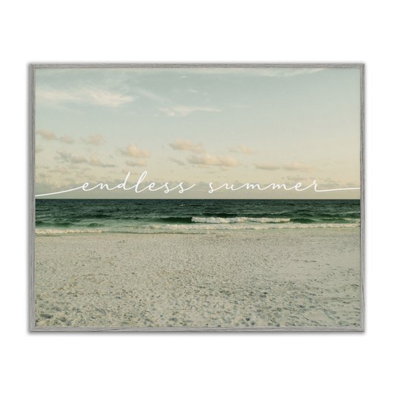 Stupell Industries Rustic Lodge Endless Summer Beach Coast Waves Gray Framed Giclee Art, 30 x 24, by Lil' Rue
